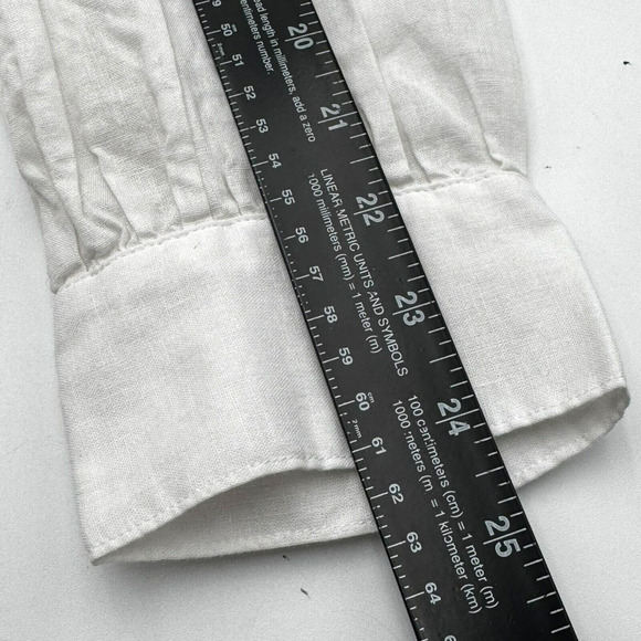 H&M Women's XXL White Linen Long‎ Sleeve Cotton Coquette Peasant Tunic Shirt Top - Picture 9 of 9